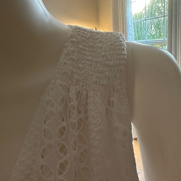 White House Black Market Full length white eyelet V neck side slit dress. Size 8 - Picture 3 of 9